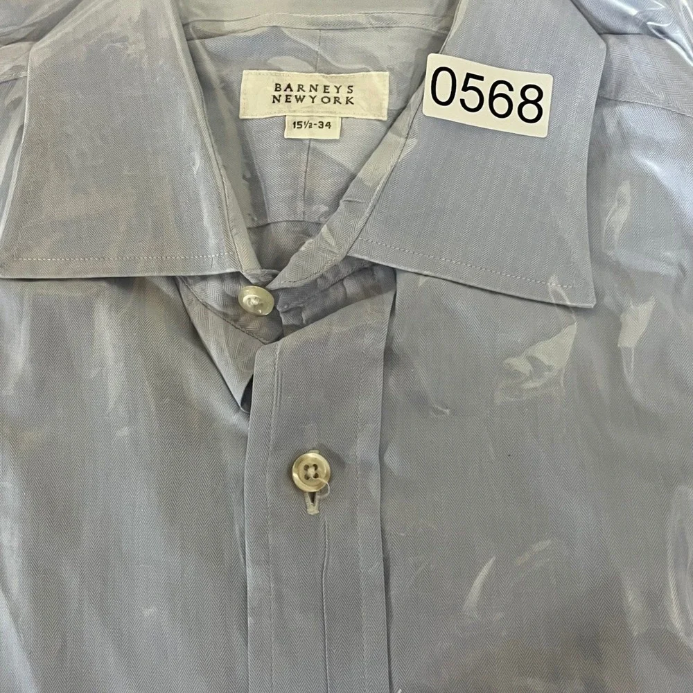Barney's‎ New York Mens Dress Shirt 15 1/2-34 Blue Long Sleeve Career